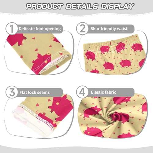 Girls Leggings Cute Pig on Color Floral Background Toddler Girls Clothes Leggings for Girls Toddler Girls Leggings 3-4T3