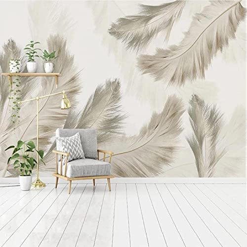 Grey Feather Wall Mural, 3D Poster Peel And Stick Self-Adhesive Wallpaper, Removable Sticker Home Decor Tv Background Large Art Wall Painting 116"X 83"(W X H) #TOP11