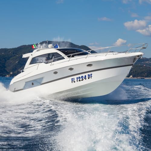 Image of MotiMind 30 Pcs Boat Registration Waterproof Marine,Gradient,Navy Blue | Numbers 0 to 9 and Name Decal Letters a to Z, Waterproof Marine Boat Registration Stickers, Fits Yachts Personal Watercraft