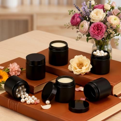 Image of Norme 48 Pcs 4 oz Glass Jars with Lids Cosmetic Jars, Frosted Black