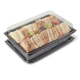Sunrise Packaging 5 x Reusable Sandwich Trays with Lids | Recyclable Catering Trays Buffet Party BBQ Serving Platters | Cakes Sweets Treats Display Trays (Large (45cm x 31cm))