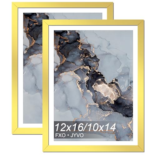 2 Pcs 12 x 16 Frame Gold Display Diamond Art Painting 30x40cm, 10x14 Mat