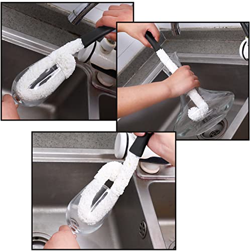 3 Pieces Decanter Cleaning Brush Flexible Bottle Scourer And 400 Pieces Reusable Decanter Cleaning Beads Household Cleaning Tools For Wine Decanters Goblets Glasses Cups (Black Handle) #TOP6