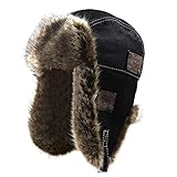 Gorro ruso con solapas, mostrando diferentes estilos cuando se colocan las solapas sobre la cabeza o al lado de las orejas. una correa de barbilla ajustable para traer lados de la cara