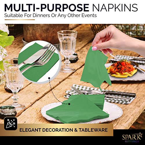 Amcrate Big Party Pack 40 Count Green Dinner Napkins Tableware- Ideal for Wedding, Party, Birthday, Dinner, Lunch, Cocktails. (7” x 7”) - Thumbnail 6