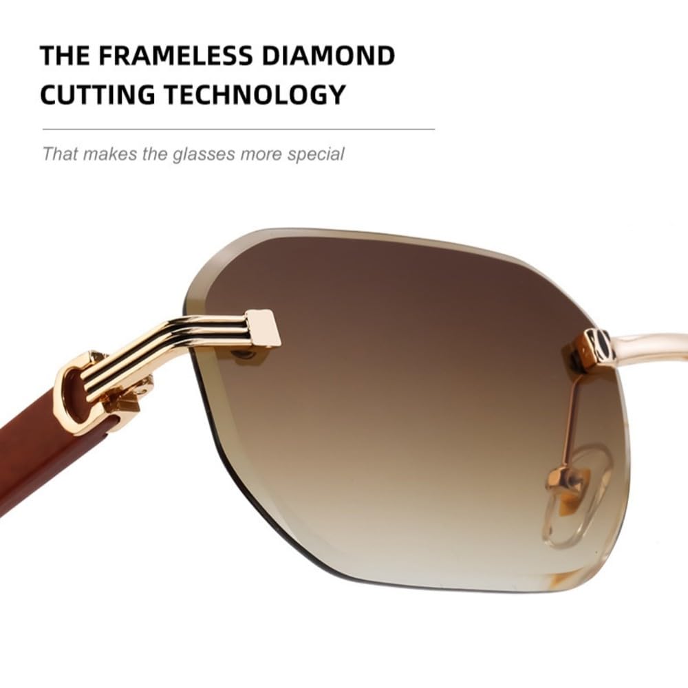 Okulary przeciwsłoneczne Vintage Square Rimless Men, modne okulary punkowe bezramkowe UV400