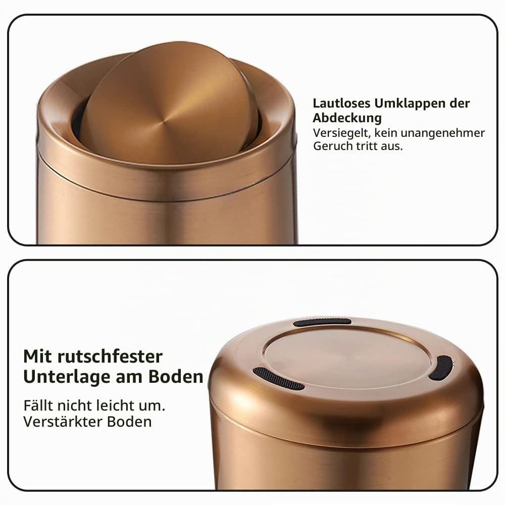 2,6 gallonen, der wackelnde müllbehälter, der wachsende metallcontainer, das bad, die küche, der wohnzimmer und das schlafzimmer (Roségold)