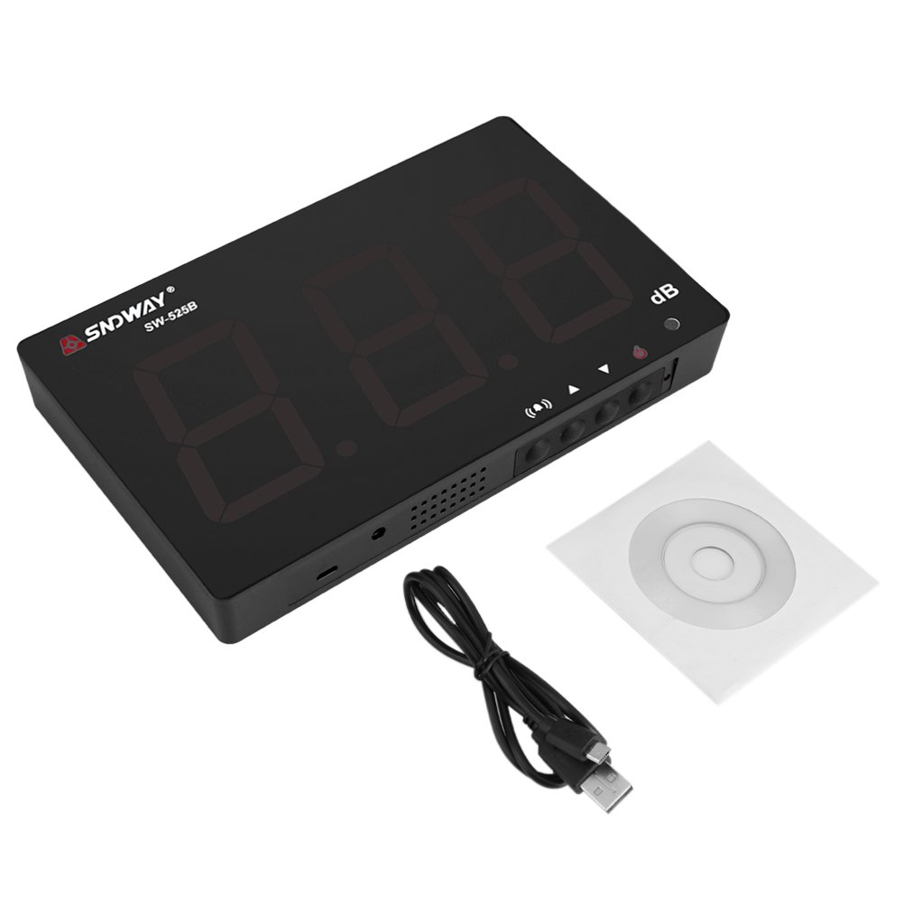 Fonometro Tester USB Powered 9.6" LCD Fonometro Digitale Appeso a Parete 30 130dB Rumore Tester
