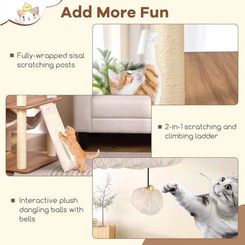 Árbol para gatos alto Tangkula de 68 pulgadas con rascadores de sisal miniatura 6