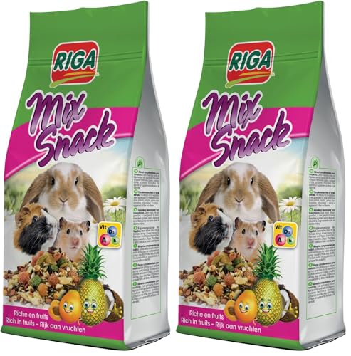 Riga - Mix Snack Aux Fruits - Aliment Complémentaire pour Rongeurs - Lapins, Cochons D’Inde, Octodons, Chinchillas - Riche en Fibres Et Vitamines - Récompense Naturelle Idéale - 85G (Lot de 2)