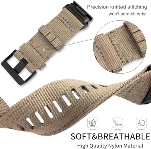 Image of Zitel Band Compatible with Garmin Fenix 8 51mm, Fenix 7X, Fenix 6X /6X Pro, Fenix 5X /5X Plus, Fenix 3 /3 HR, Descent MK1, Enduro, Rugged Nylon 26mm Sport Strap