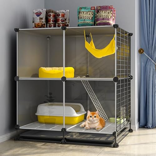 Cage pour chat 72x37x82cm avec plateau amovible et enclos modulable