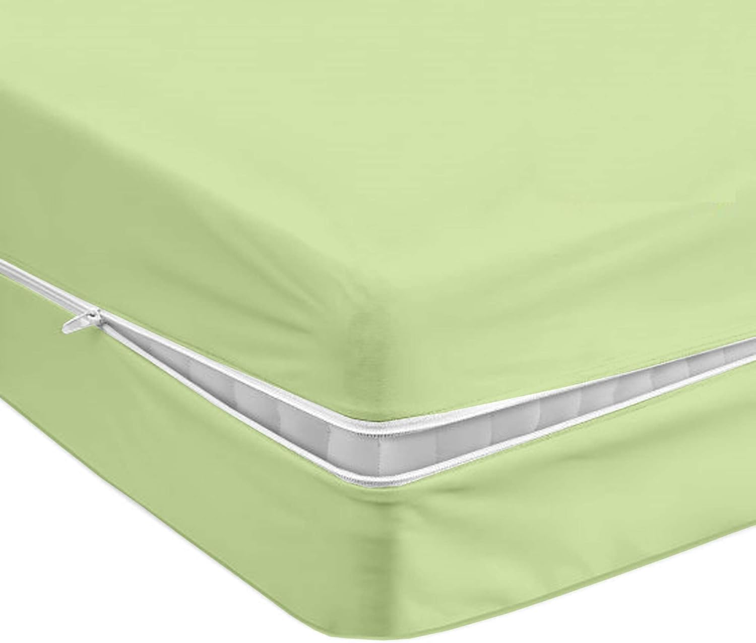 Cottington Lane 1 Piece Zipper Fitted Sheet Twin Size, Premium Quality Brushed Microfiber, Ultra Soft Zippered Bottom Sheet Only, 16 Inch Extra Deep Pocket with 6 Sides Coverage, Sage