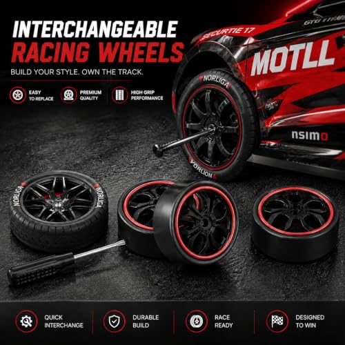 Image of Nextronix 40 km /h High-Speed 1:16 Scale 4WD RC Drift Car | 2.4GHz Remote Control Racing Car with LED Lights & Rechargeable Battery | Red Edition