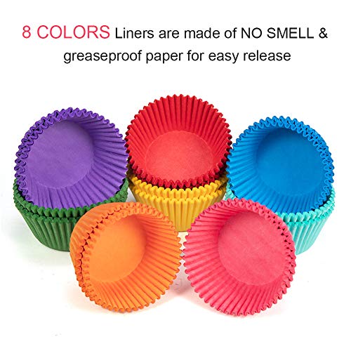 Image of Bright Rainbow Standard Cupcake Liners Solid Colorful Paper Baking Cups 400-Count (Pack of 2)