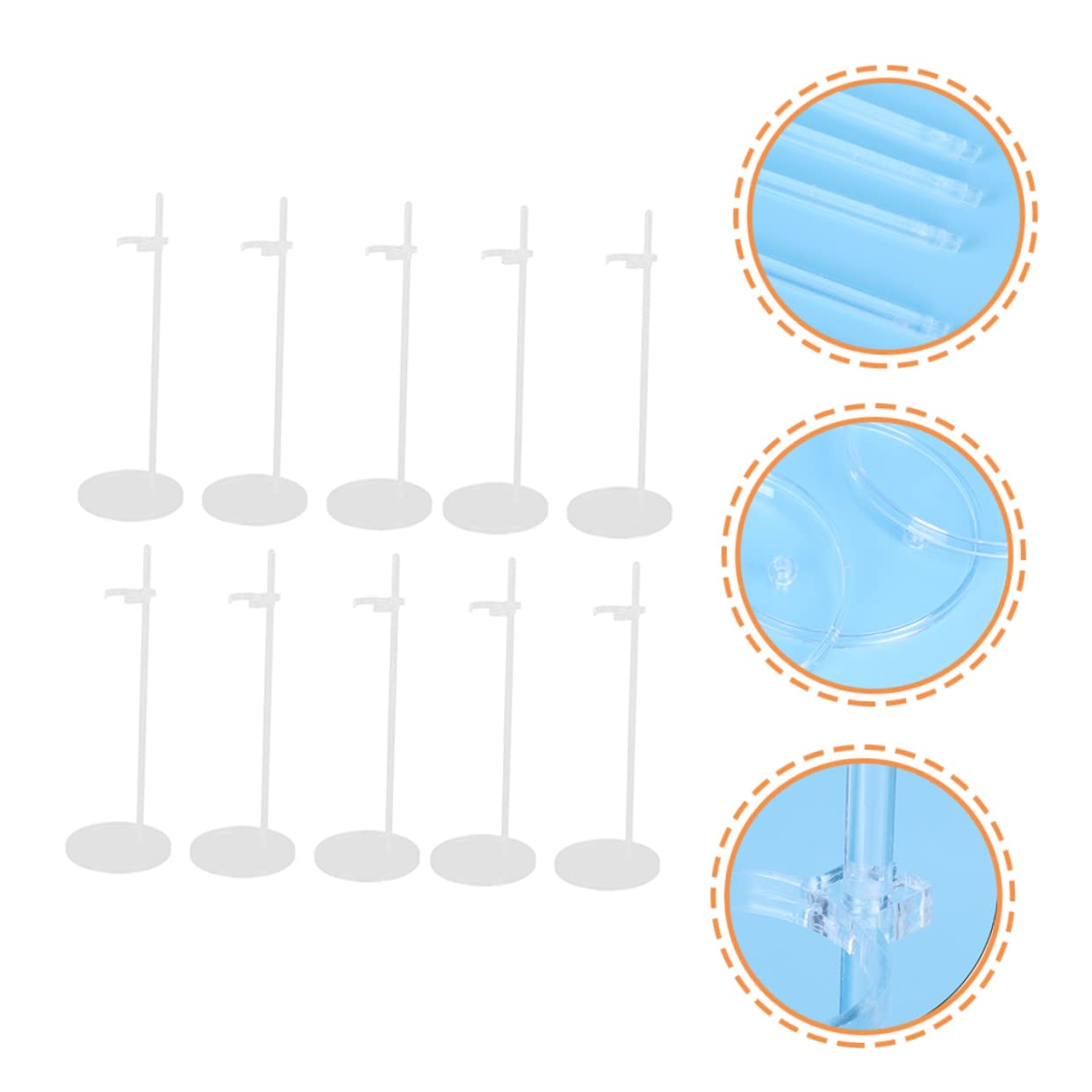 ERINGOGO 10pcs Plastic Doll Display Rack Sturdy Storage Stand for Home Store Doll Holder with Waist Support Wide Base for Neat Organization