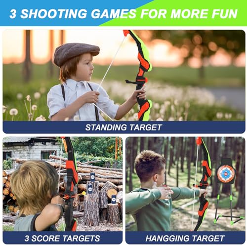 2 Pack Bow and Arrow for Kid, LED Light Up Archery Toy Set with 20 Suction Cup Arrows, Standing Target, Score Targets & Quiver, Indoor Outdoor Sport Games, Birthday Gifts for Boys & Girls Ages 4-12 - Image 6