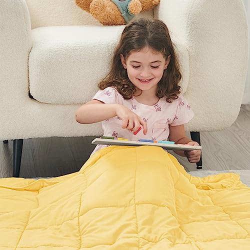 Image of yescool Weighted Blanket (5 lbs, 36 inch x 48 inch, Yellow) Cooling Heavy Blanket, Perfect for 40-60 lbs, Breathable Throw Blanket Gifts with Premium Glass Bead, Machine Washable