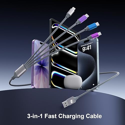 Multi Charging Cable 4ft 2Pack 4 in 1 Charger Cord,Doub Tyep-C Rapid Cable - image 2