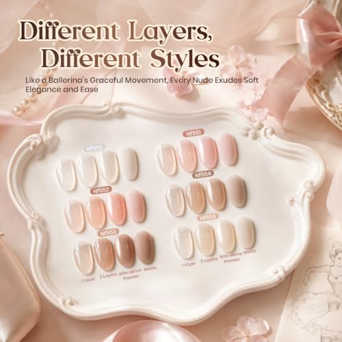 Image of Beetles Nude Jelly Gel Polish Set with Chrome Powder, Ballerina Dream