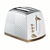 Russell Hobbs Groove 2 Slice Toaster (High Lift, Extra Wide Slots, 6 Browning levels, Frozen/Cancel/Reheat function - Illuminated buttons, Removable crumb tray, 850W, White, Brushed gold accents)26391 — Toasters deal