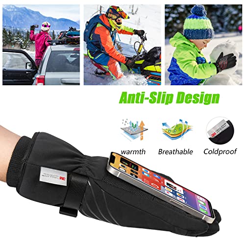 Foto von BIKINGMOREOK Winterhandschuhe,3M Thinsulate Skihandschuhe Wasserdicht Warme Touchscreen Thermo Handschuhe,Winddicht Fahrradhandschuhe Herren Damen-MK024-B-M