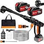 Cordless Pressure Washer,21V 45 Bar/652 PSI Portable Pressure Washer with 2PCS 3.0Ah Battery,6-in-1 Adjustable Nozzle,5m Hose Pressure Cleaner for Car/Floor/Garden Cleaning & Watering