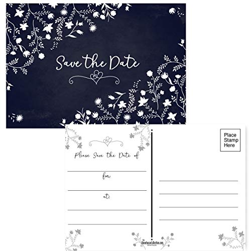 Image of Stonehouse Collection | 40 Floral Theme Save The Date Postcards | Wedding, Baby Shower, Birthdays, Celebration Announcements | Great For Any Occasion | 4 inch x 6 inch Postcards - Made in the USA