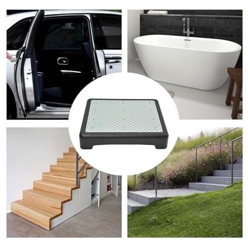 CAAGGMM Rutschfest Halbstufe, Einstiegshilfe Tritthocker, Mobilitätsstufenplattform Trittstufe, Tragbare Steighilfe Treppen Stufe, Tragkraft von bis zu 200 kg, für Bett, Treppe, Schwarz Leuchtend