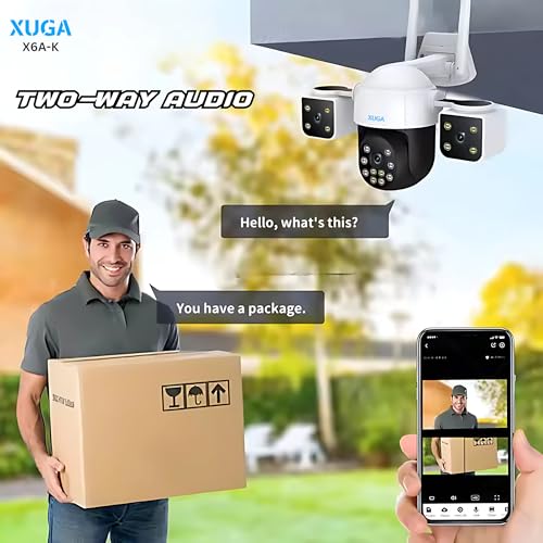 Image of XUGA - Cybernautt K6A 6MP 3 Lens PTZ 4G Sim Wireless Outdoor CCTV Camera with Three Side View | 360 | Night Vision | Motion Detection | Outdoor | Gym | Farm | Home | Use Air-tel 4G Sim