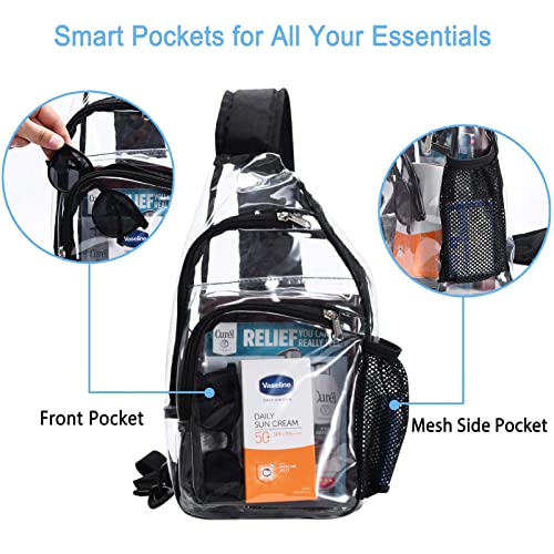Lorbro Clear Sling Bag Stadium Approved, Clear Crossbody Shoulder Bag, One Strap Chest Backpack For Men & Women, Sporting Event, Concert, Hiking (Clear-1) #TOP3