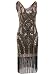 Vijiv 1920s Vintage Inspired Sequin Embellished Fringe Prom Gatsby Flapper Dress, Small, Gold