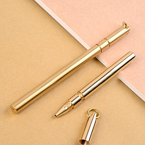 Ekloen Solid Brass Pen Sign Pen, Portable Edc Pocket Pen Ballpoint Pen With Ring #TOP5