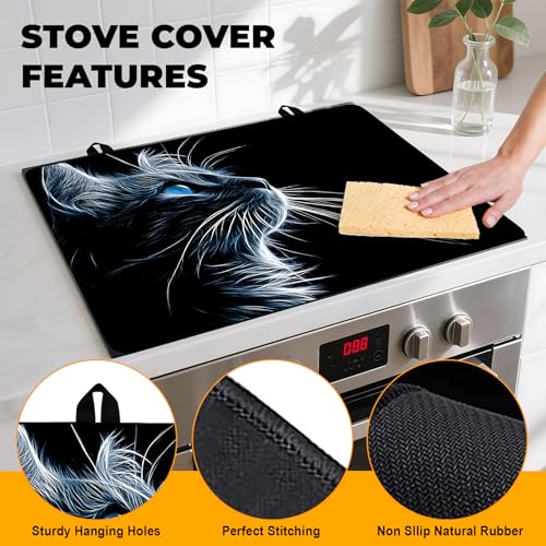 Image of Stove Top Cover for Home Decoration Kitchen Pad Washable Cooktop Covers Countertop Stove Protector Mat for Home Kitchen Cooktops (cat, 28 inchx20 inch)