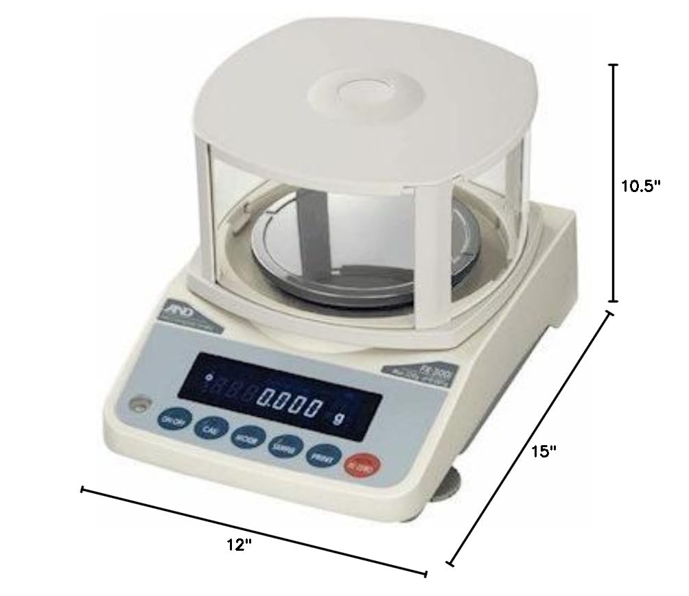 A&D Weighing FX-200IWP+230VAC External Cal Waterproof Toploading Balance, 220g, 230V
