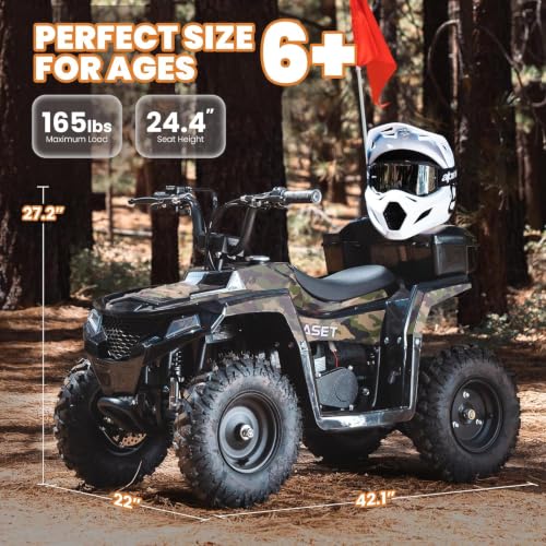 Image of XW-A19 40CC 4-Stroke Gas Powered ATV Quad for Kids 6+, Kids 4 Wheeler with Parental Speed Control, 15 MPH Max Speed, 165 lbs Capacity, Pull Start, LED Headlight and Rear Storage Box (Camo03)
