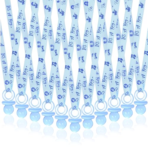 ZYFLSQ 36 Pieces Baby Shower Pacifiers Necklace, Cute Acrylic Pacifier Necklaces for Baby Shower Games Boy Charm, Party Favors, Decorations DIY, Gender Reveal Table Scatter(Blue)