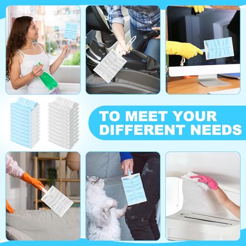 Image of Mimorou 50 Pcs Disposable Dusters Refills Bulk Heavy Duty 180 Multi Surface Replacement Dusters for Cleaning Ceiling Fan with Microfibers Unscented (Blue Color)