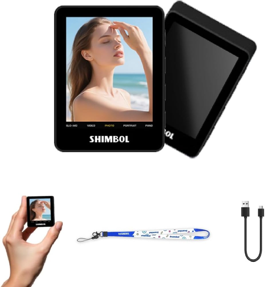 Shimbol Vlog Selfie Monitor Screen CP5 Mini 2,Back Camera Monitor for iPhone with 2.4 inch Real-Time Phone Screen Mirroring,30m Range,4H Run Time,Wireless Shutter Control (Black)