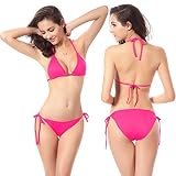 Bikini para mujer clásico sin volantes, parte superior de bikini ajustable, ropa de baño de cintura baja, tanga, braguita de bikini de dos piezas, traje de baño, traje de baño, traje de baño para