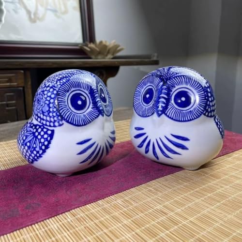 Estatua de Búho para Decoración de Hogar Azul miniatura 3