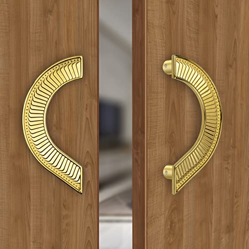 Image of Plantex Heavy Duty 8 inches Round Shape Main Door Handle /Door & Home Decor /Glass Door Handle /Wooden Door Handle /Door Pull Push Handle Set- Pack of 1 (PVD Gold Finish) - 3 Years Warranty