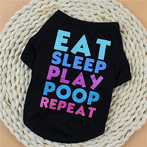 PETANGEL EAT Sleep Play Pattern Pet T-Shirt | Cute Pet Cotton Sweatshirt for Small Dog ShishTzu, Pug, Lhasa Apso (Size: L, Chest: 48cm, Back Length: 40cm) (B09QXK6ZV6) Amazon Price History, Amazon Price Tracker