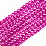 AhaBloom 300PCs 6mm Rose Glass Pearl Beads Bulk, Round Smooth Hole Fake Pearls for Jewelry Making, DIY Bracelets, Necklaces, Bag Charms, Keychains and Craft Supplies