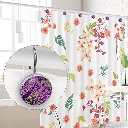 Crochets pour rideau de douche lavande en acier inoxydable durable - 5