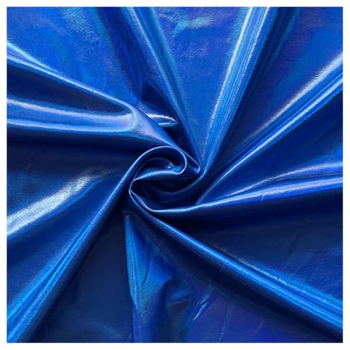 BrightGlow Tela de elastano holograma brillante, por metros, artesanía, costura, disfraz, actuación escénica, tela decorativa, tela holográfica, azul zafiro, 100 x 150 cm