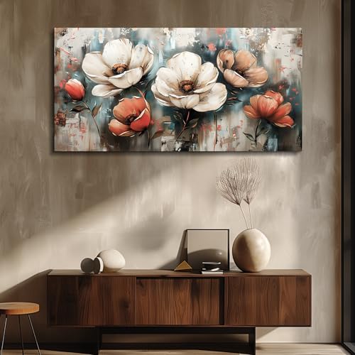FUHAIHUA Canvas Wall Decor For Bedroom Large Wall Art For Living Room Office Decorations Boho Wall Pictures Flowers Landscape Paintings Artwork Aesthetic Posters Ready To Hang Home Decor 24x48 In