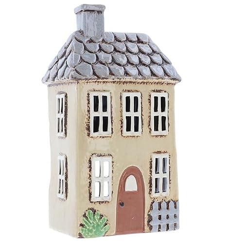 Casa de luz | casa de luz | casa de luces | portavelas | cerámica (beige/gris, 23 x 12,5 x 8,5 cm)