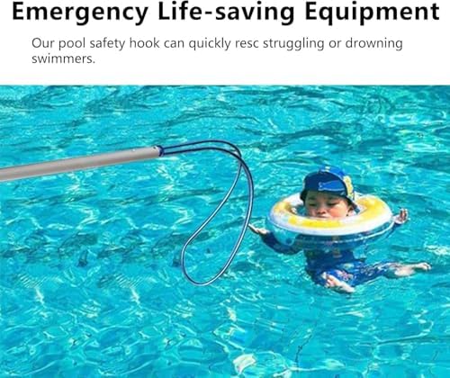 Aluminum Pool Safety Hook 16.4 ft - Lightweight Emergency Rescue Tool for Drowning Swimmers, Essential Beach Lifesaving Equipment for Quick Assistance