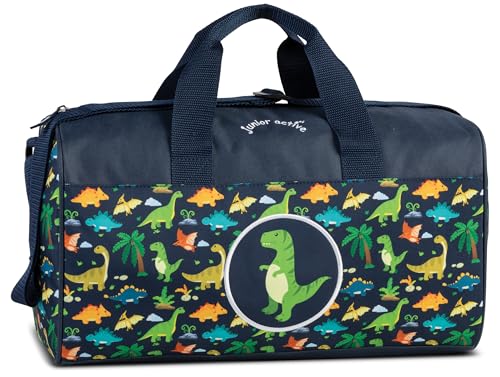 Kindertasche Sporttasche Reisetasche Dinosaurier Dino, Jungen Mädchen Kinder, blau, 38 x 22 x 20 cm, 17 Liter